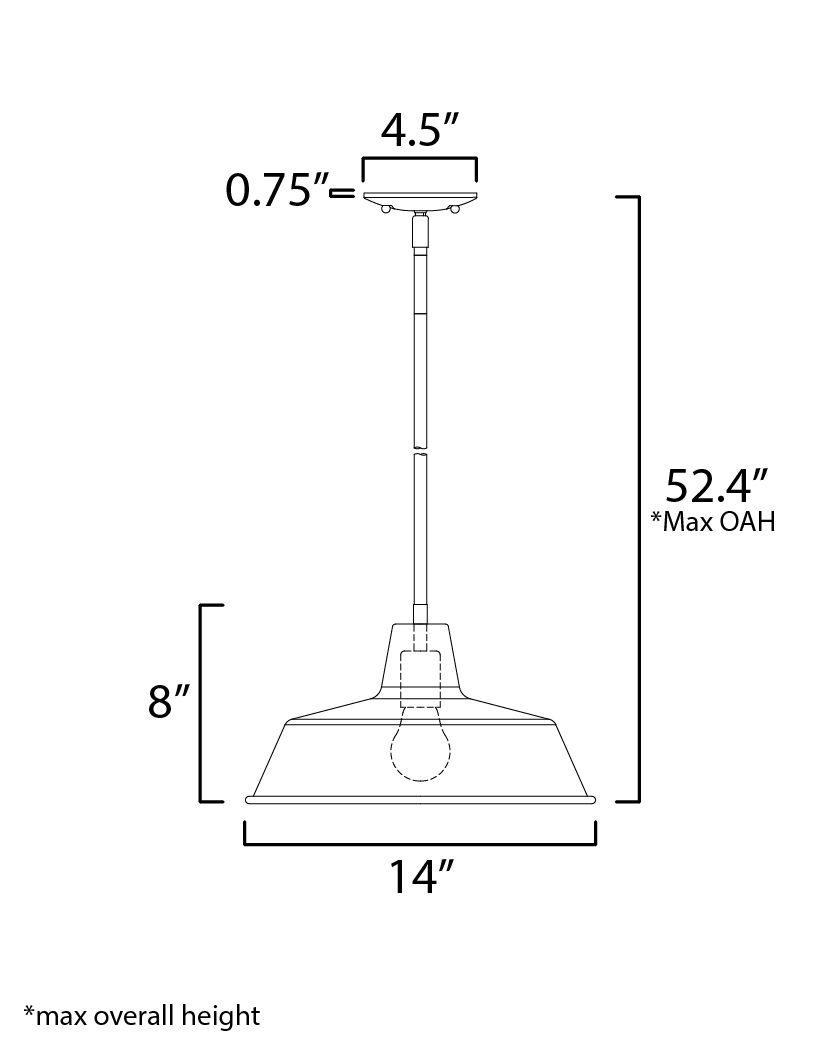 14" Round Pendant, Black