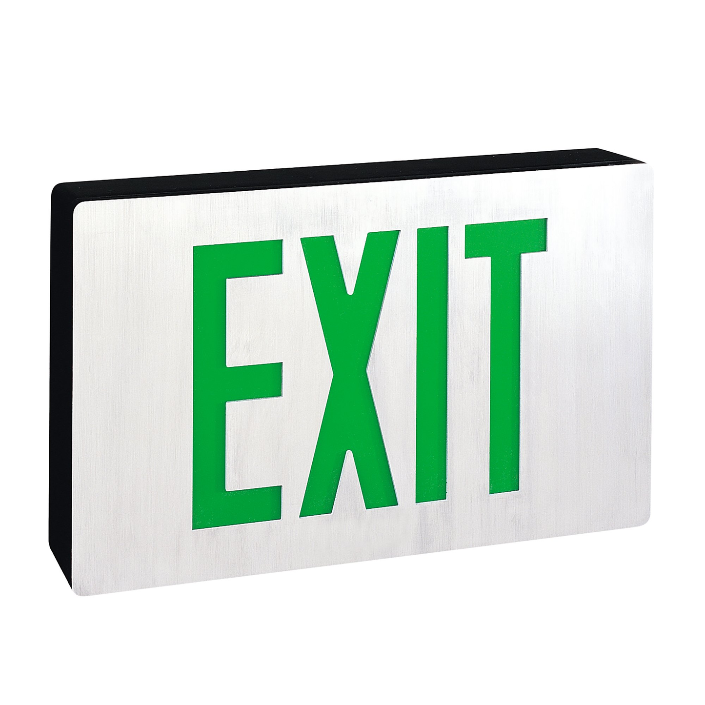 Die-Cast Aluminum LED Exit Sign, Black Housing w/ EM