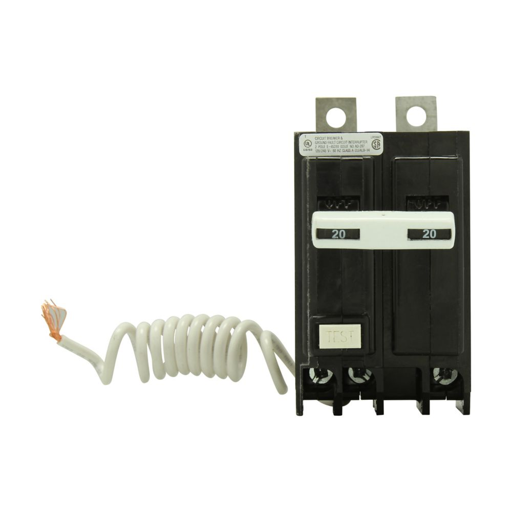 GFCI Circuit Breaker, 2-Pole, 20A