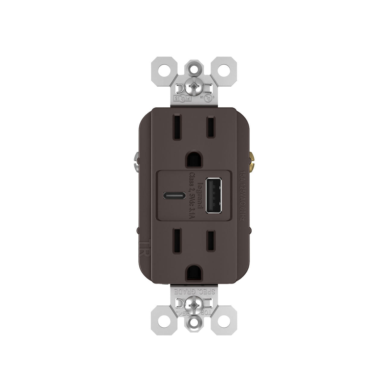 Receptacle: USB A/C, TR, 15A, 6A High-Speed Charging
