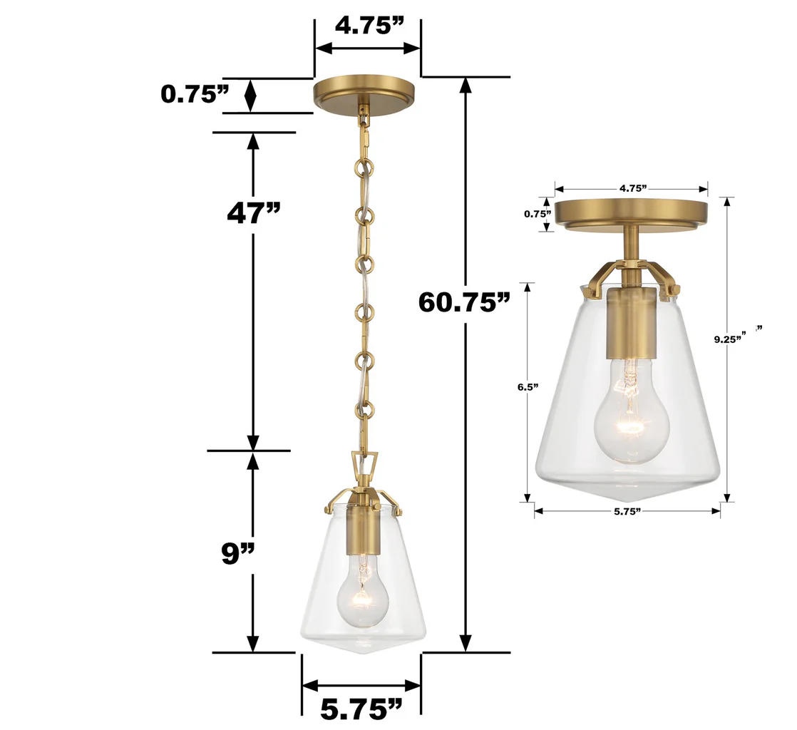 Voss 1 Light Semi Flush Mount