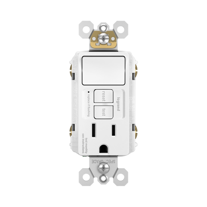 Combination Receptacle/Switch: 15A Duplex Self-Test GFCI