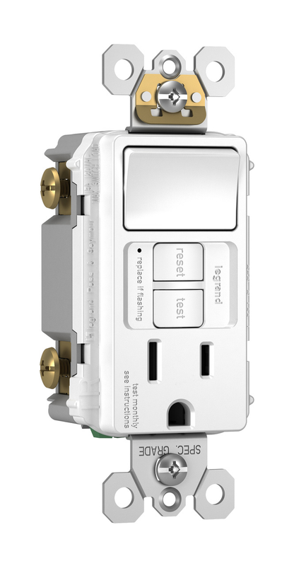 Combination Receptacle/Switch: 15A Duplex Self-Test GFCI