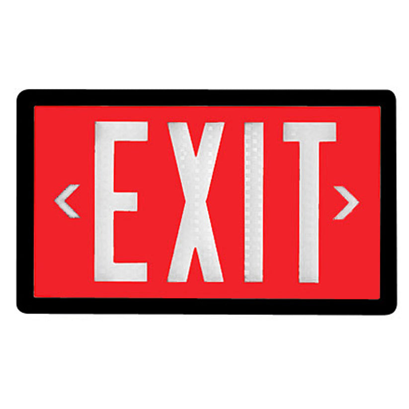 Exit Sign, Tritium Self-Luminous, Red Letters, Black Frame – JSA Lighting