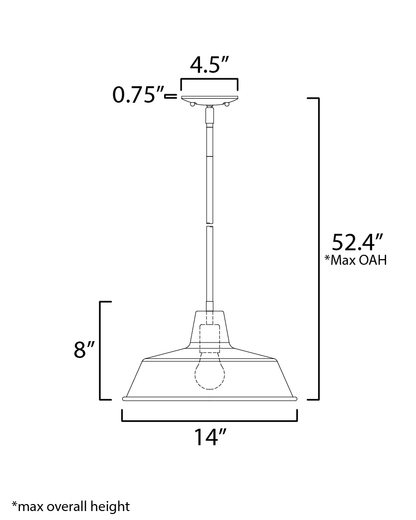 14" Round Pendant, Black