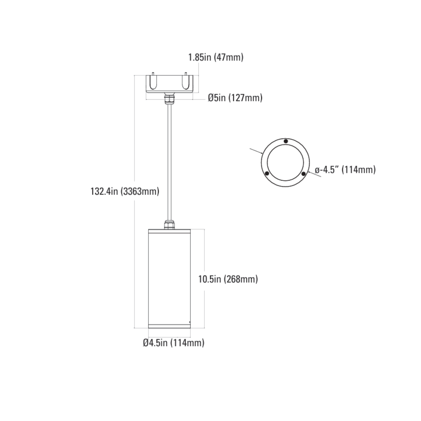LED Cylinder Pendant, w/ Selectable CCT & Wattage