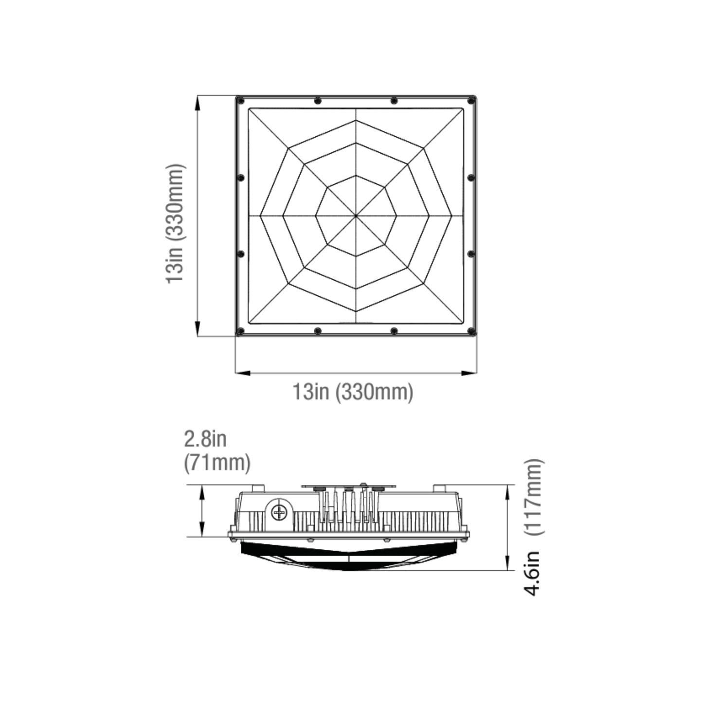13" LED Slim Canopy, Selectable Wattage & CCT