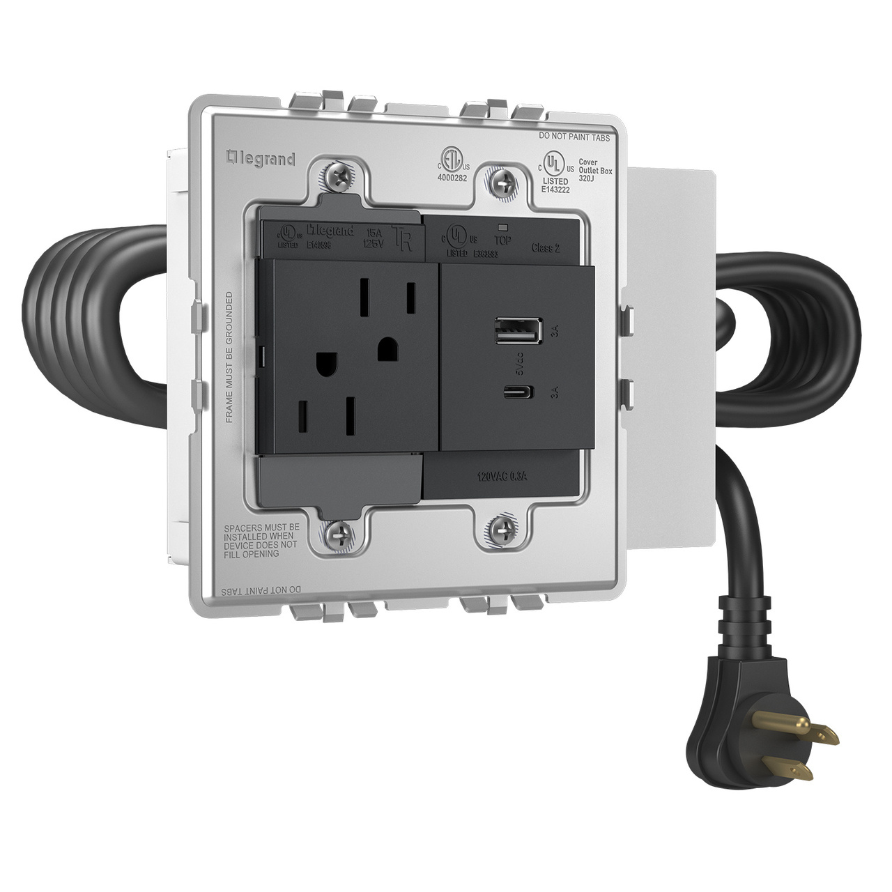 Adorne® FPC - 1 Outlet and 1 USB A/C