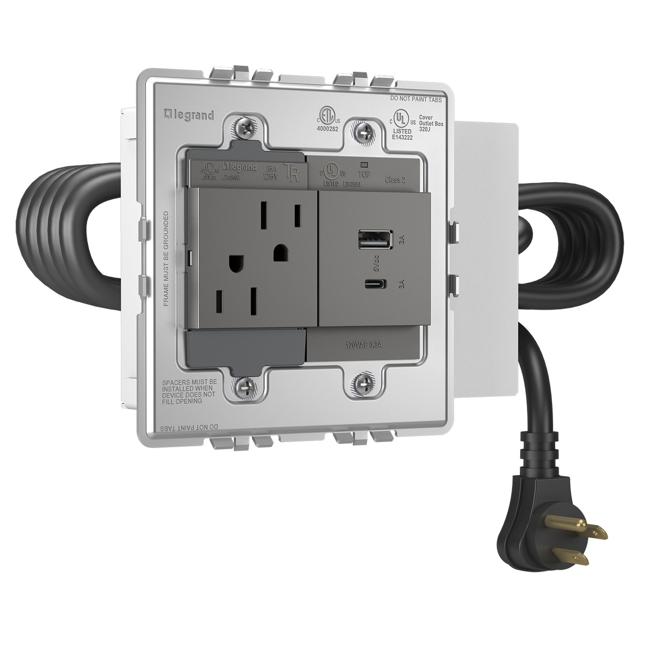 Adorne® FPC - 1 Outlet and 1 USB A/C