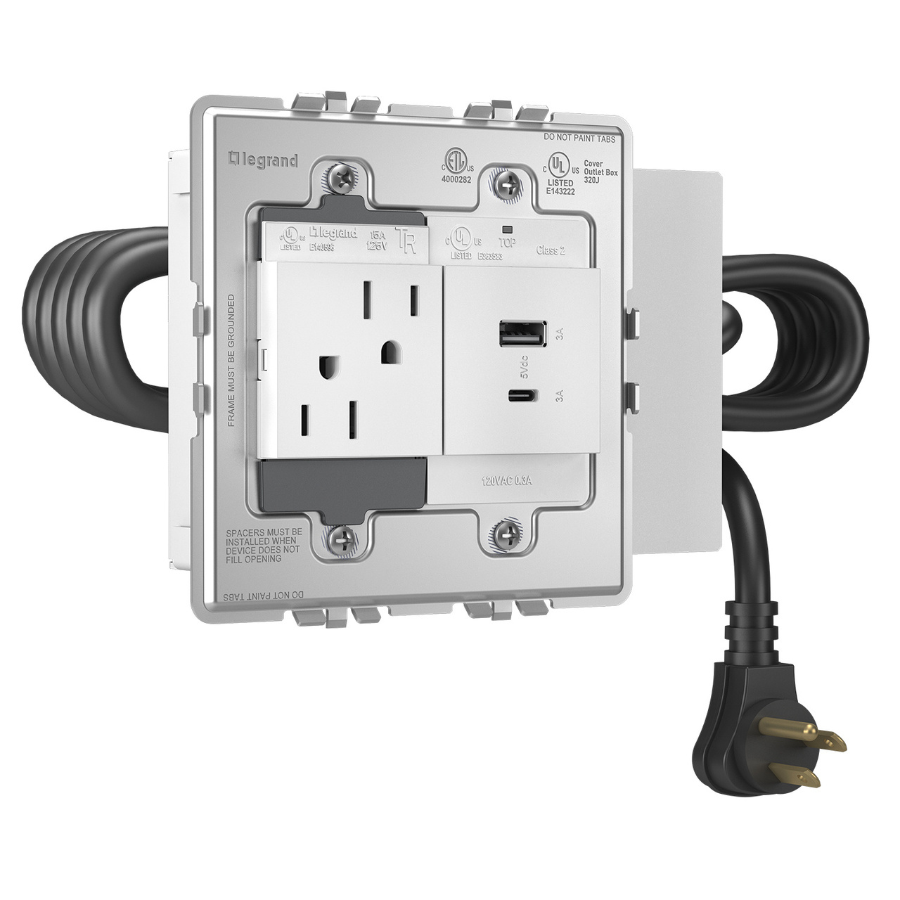 Adorne® FPC - 1 Outlet and 1 USB A/C