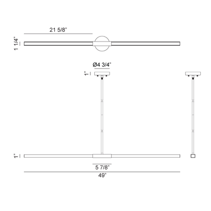 49" LED Pendant, Black/Chrome