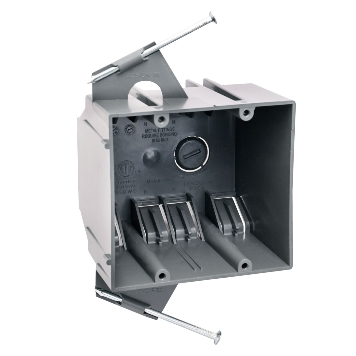 Plastic Box: 2-gang Nail-On
