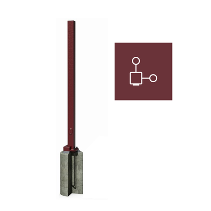 4" Square Straight Steel Pole - 20' (Quick Ship)