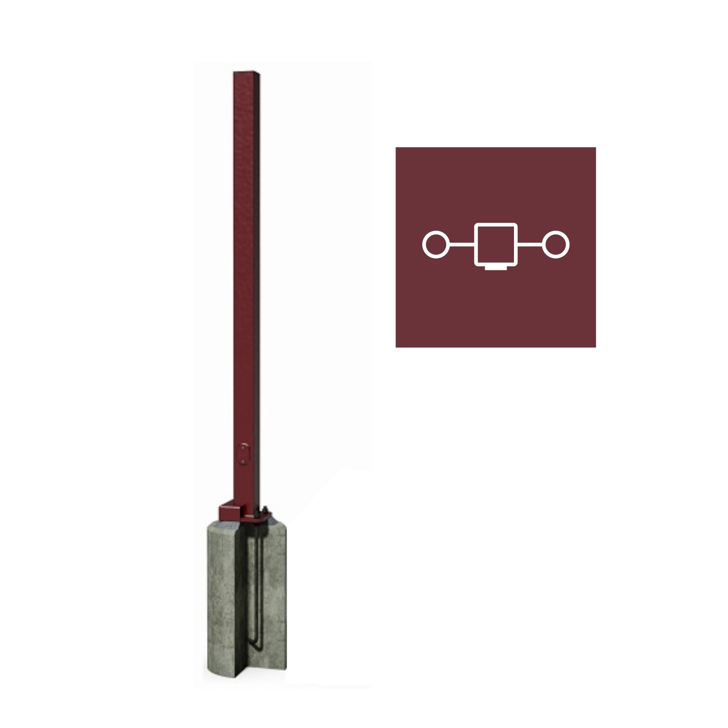 4" Square Straight Steel Pole - 20' (Quick Ship)
