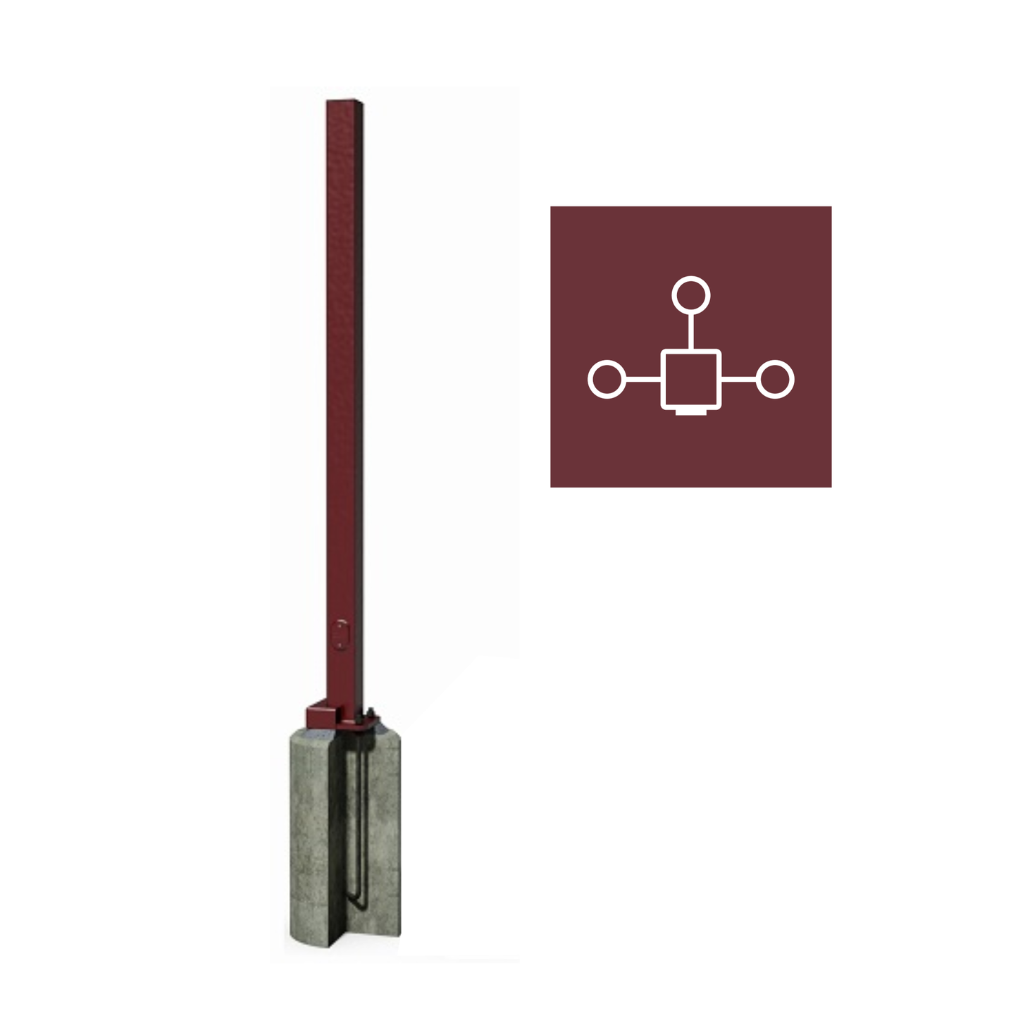 4" Square Straight Steel Pole - 20' (Quick Ship)