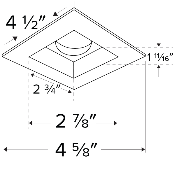 4" Square Fixed Trim, White