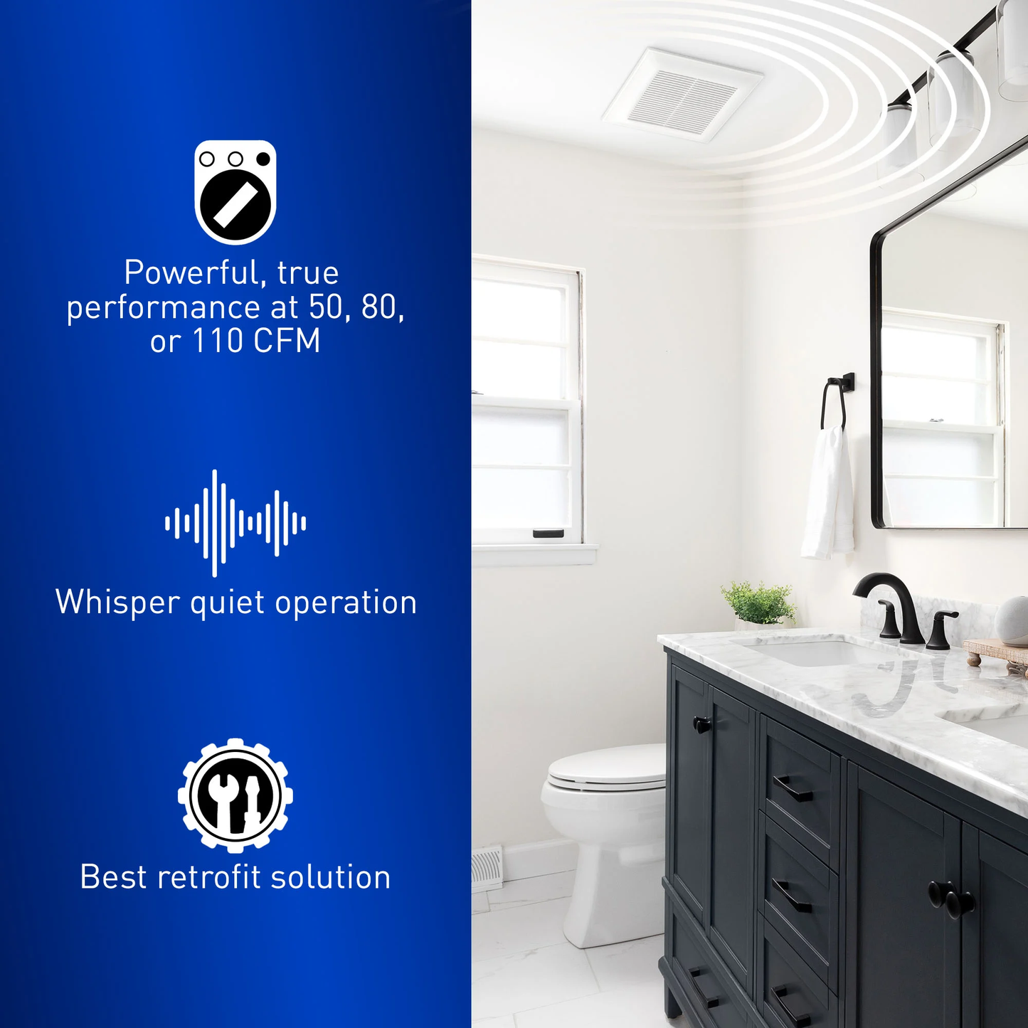 WhisperFit® DC Exhaust Fan, 50-80-110 CFM