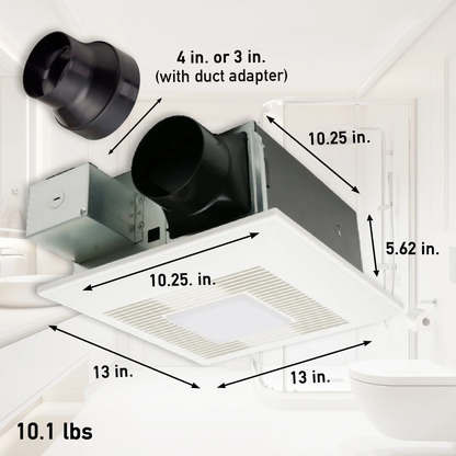 WhisperFit® DC Exhaust Fan w/Dimmable LED & Nightlight 50-80-110 CFM
