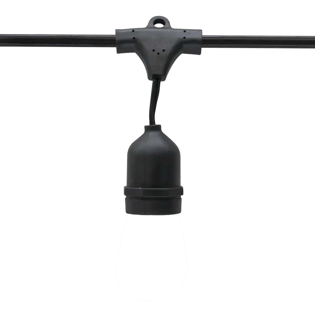 Commercial Suspended String Light Spool, 24" Spacing, E26 Base, Black