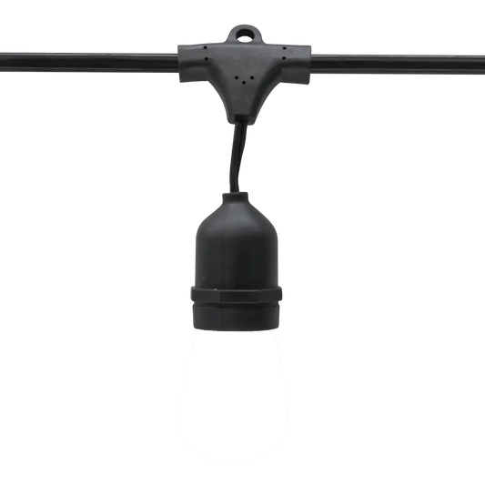 Commercial Suspended String Light Spool, 24" Spacing, E26 Base, Black