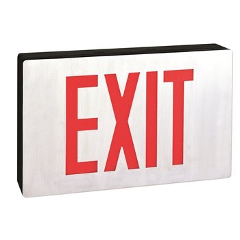 Die-Cast Aluminum LED Exit Sign, Black Housing w/ EM