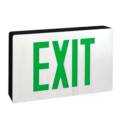 Die-Cast Aluminum LED Exit Sign, Black Housing w/ EM