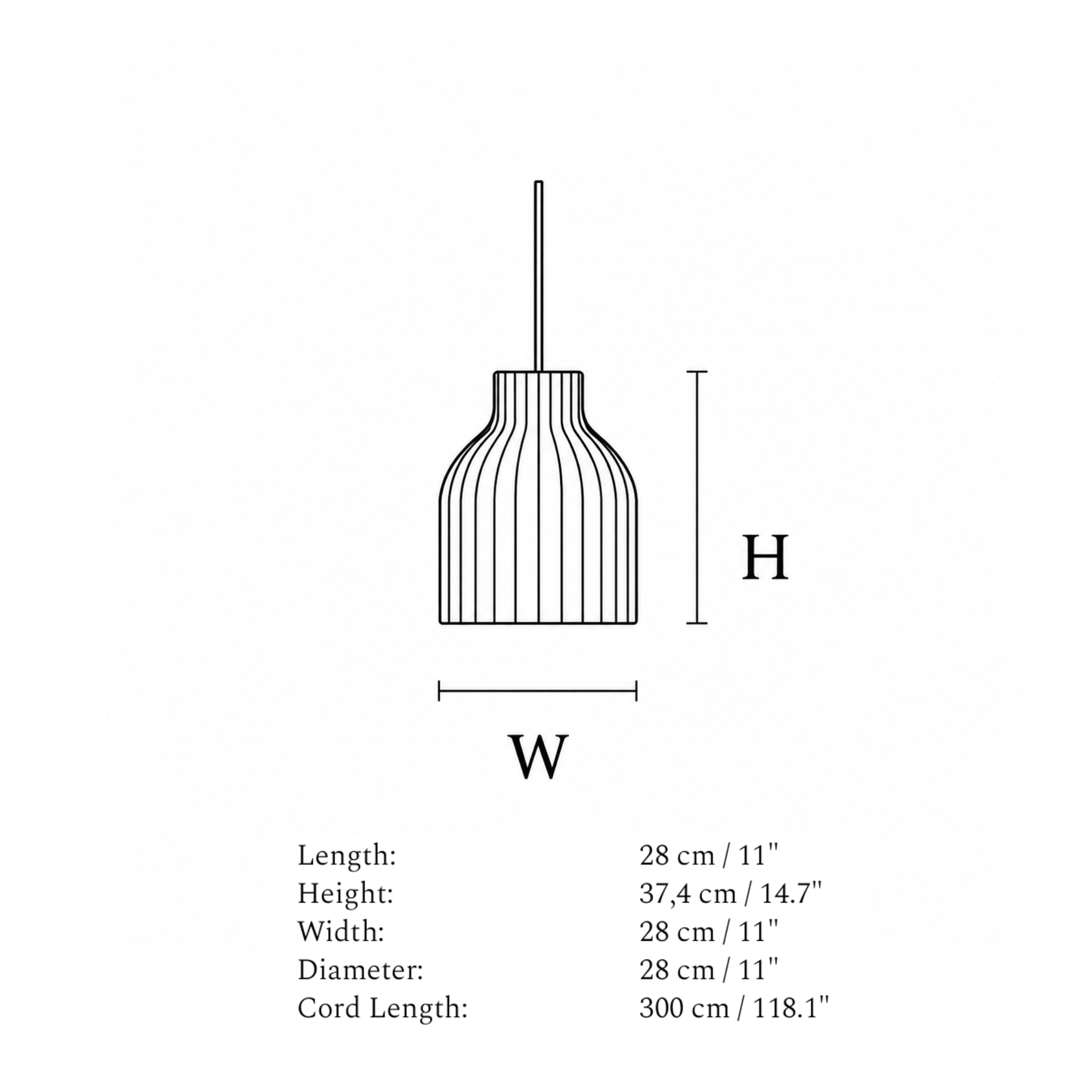 11.5" Strand Pendant, White