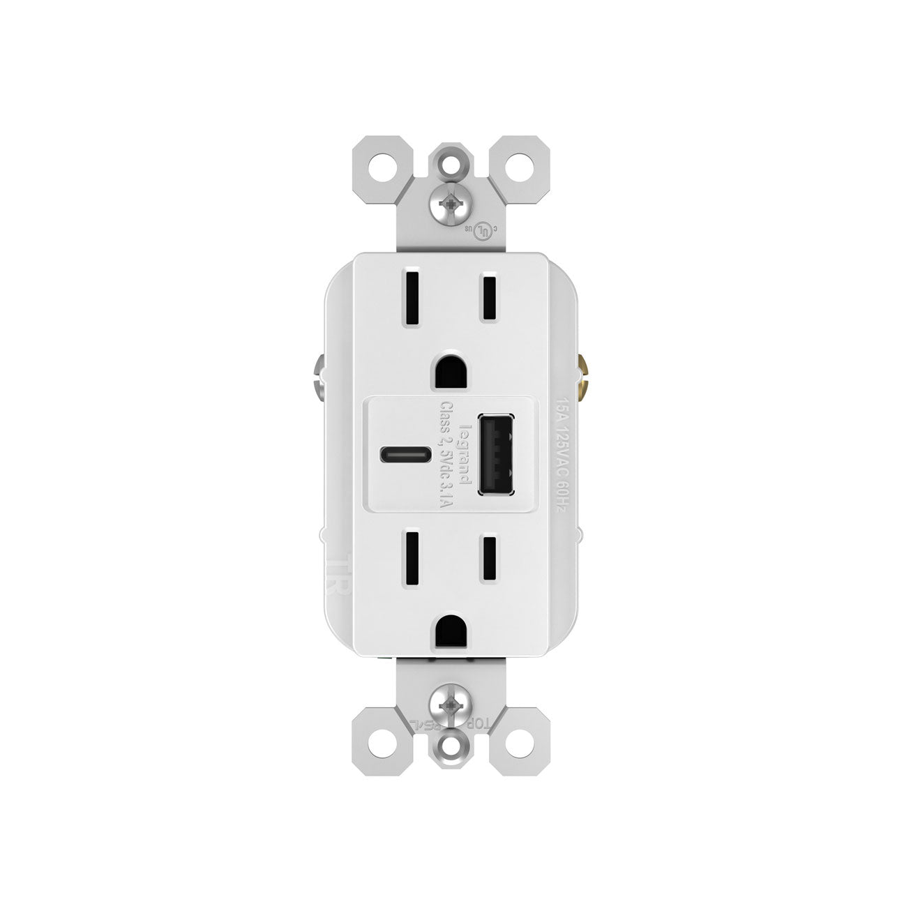Receptacle: USB Ultra-Fast A/C, TR, 15A