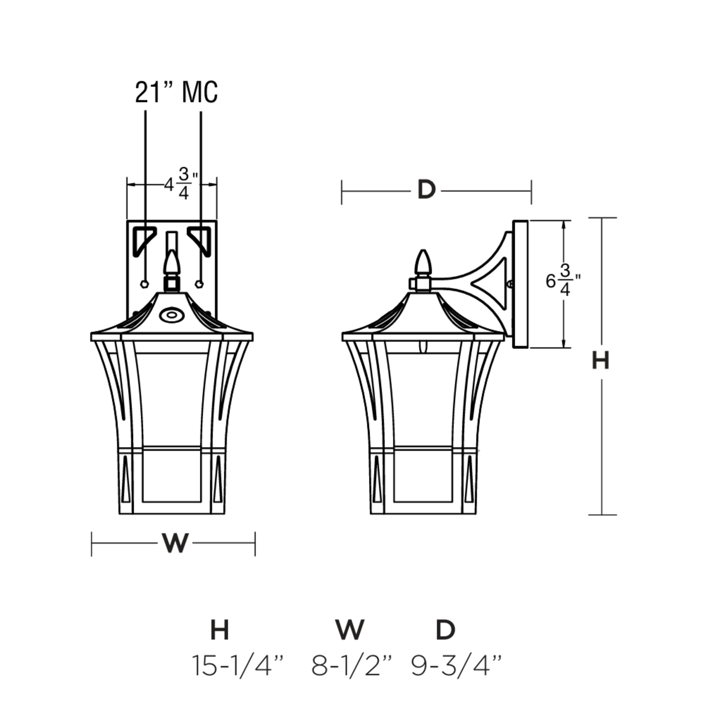 15" LED Lantern Exterior Wall Sconce, Black