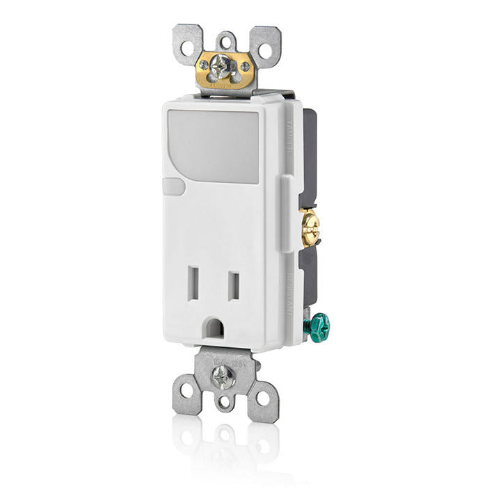 Receptacle: 15A Decora, TR, LED, White