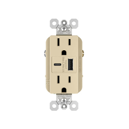 Receptacle: USB A/C, TR, 15A, 6A High-Speed Charging