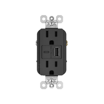 Receptacle: USB A/C, TR, 15A, 6A High-Speed Charging