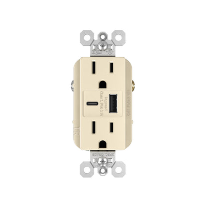 Receptacle: USB A/C, TR, 15A, 6A High-Speed Charging