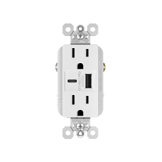 Receptacle: USB A/C, TR, 15A, 6A High-Speed Charging