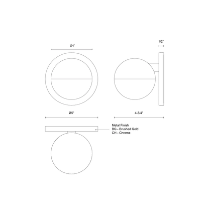 Pluto 5-in Wall Sconce