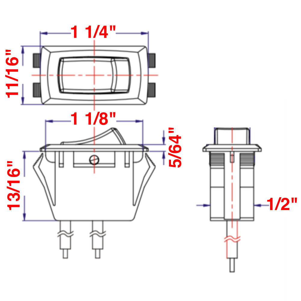 Switch: Mini Rocker, SPST On/Off