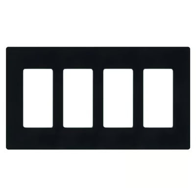 Claro 4-Gang Screwless Wall Plate, Black