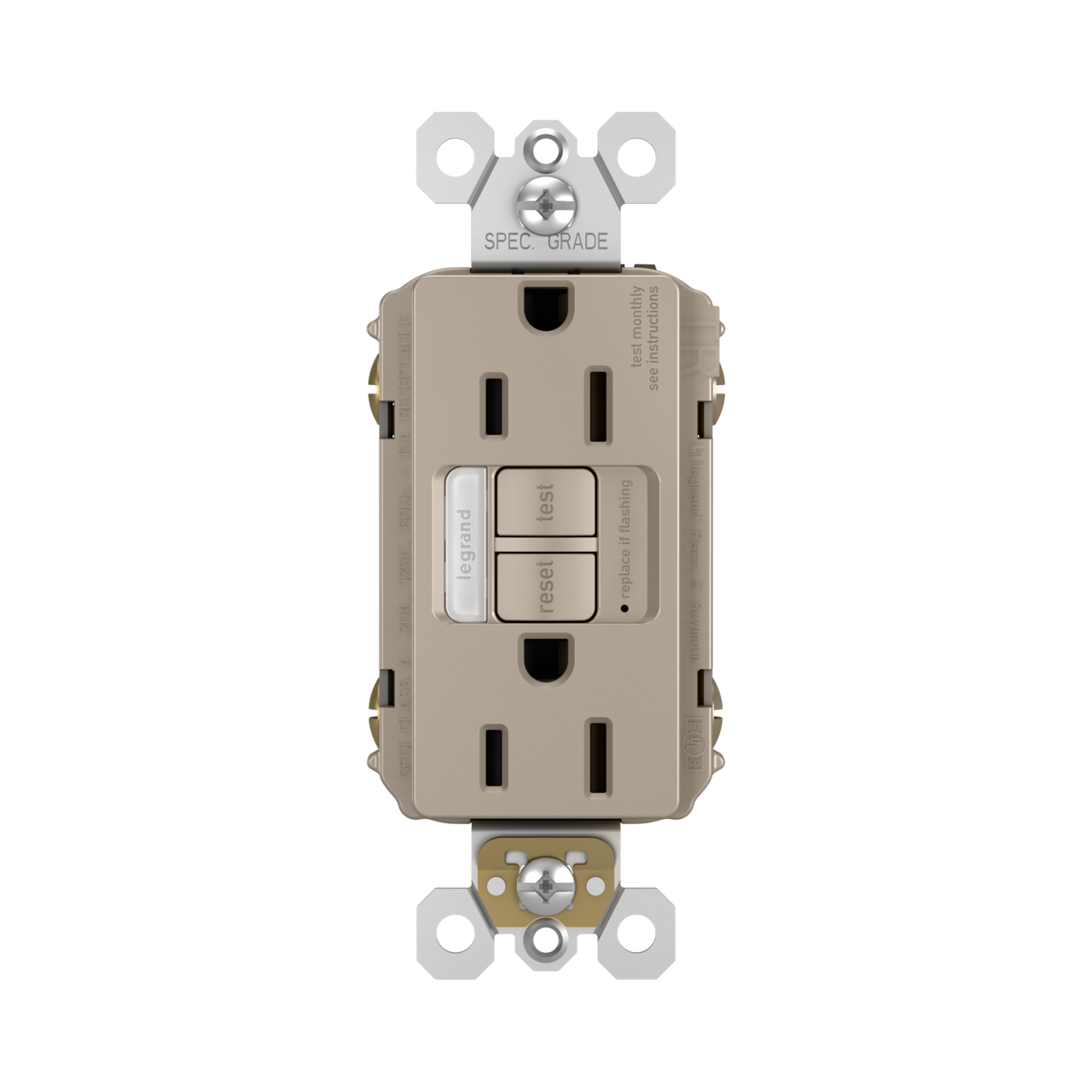 GFCI Receptacle + Nightlight: TR, 15A